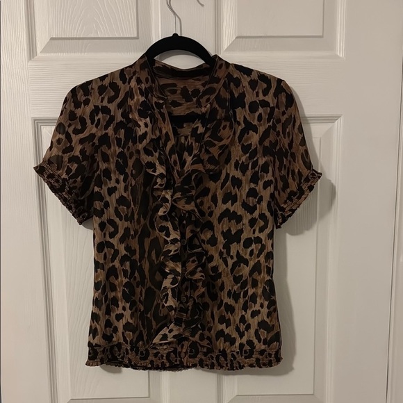 The Limited Tops - Leopard Print Ruffle Blouse